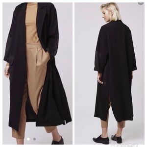 Topshop Black Duster Pocket Notch Collar Jacket
